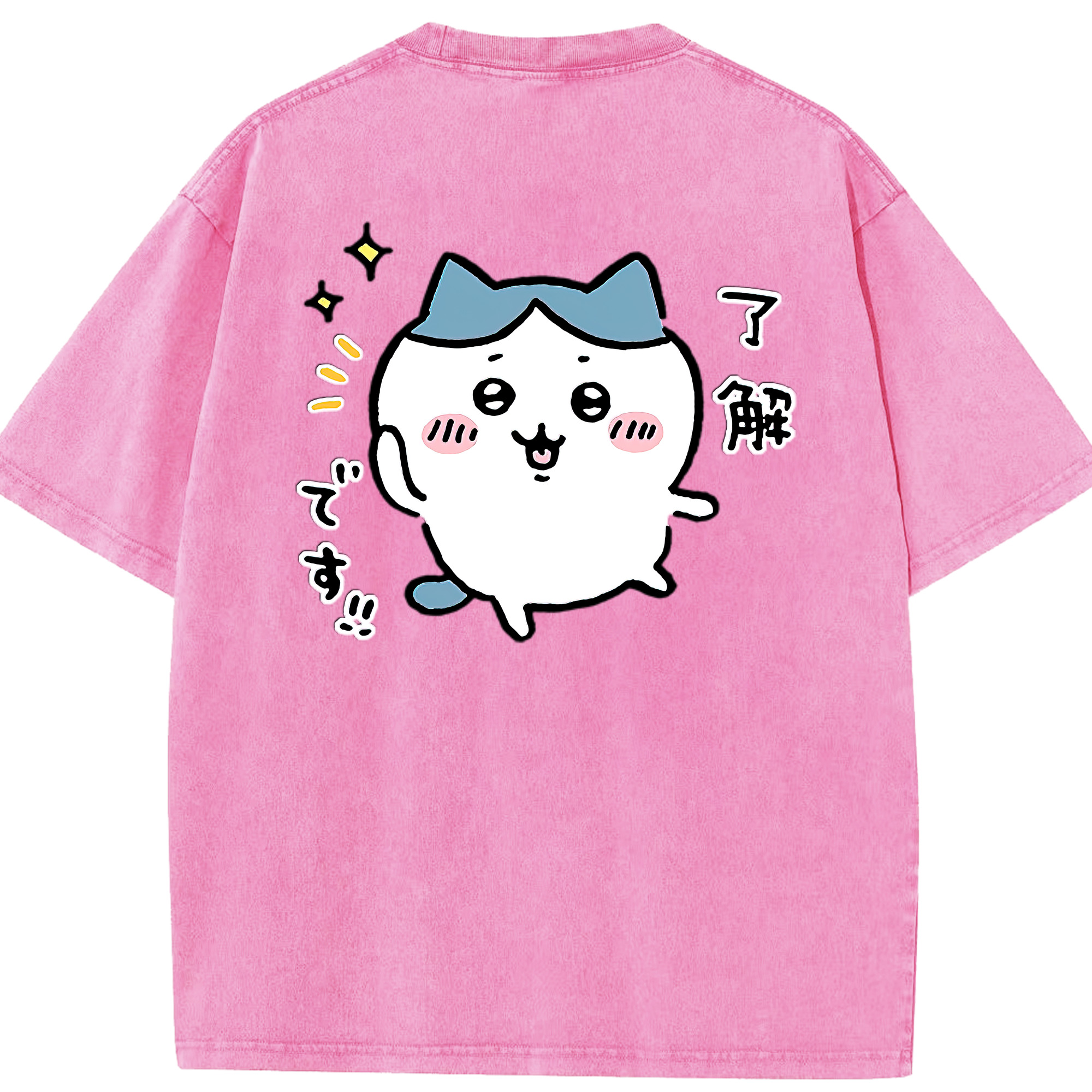 （画像用） ちいかわ ハチワレ Chii-kawa hachiware 綿100% ヴィンテージ風 半袖Tシャツ（背面プリント）